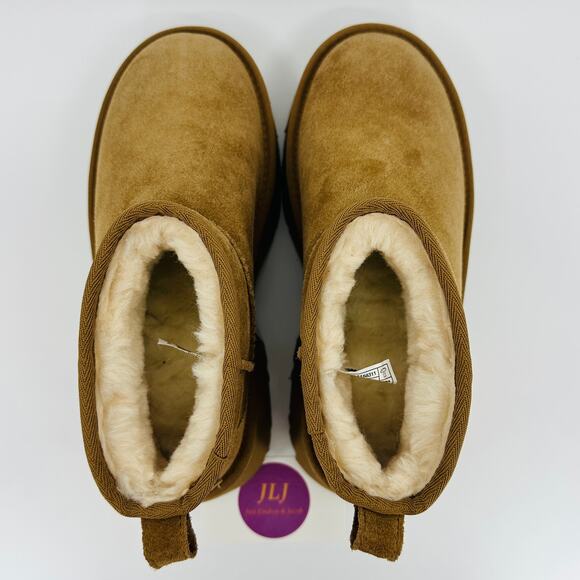 UGG Womens Classic Ultra Mini New Heights Chestnut Platform Boots 1158311 Size 7 - Picture 9 of 12